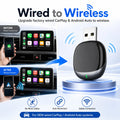2026 Upgraded 2-in-1 Wireless CarPlay Adapter USB to Type-C Metal Mini Dongle Convert Wired to Wireless CarPlay Plug & Play Auto