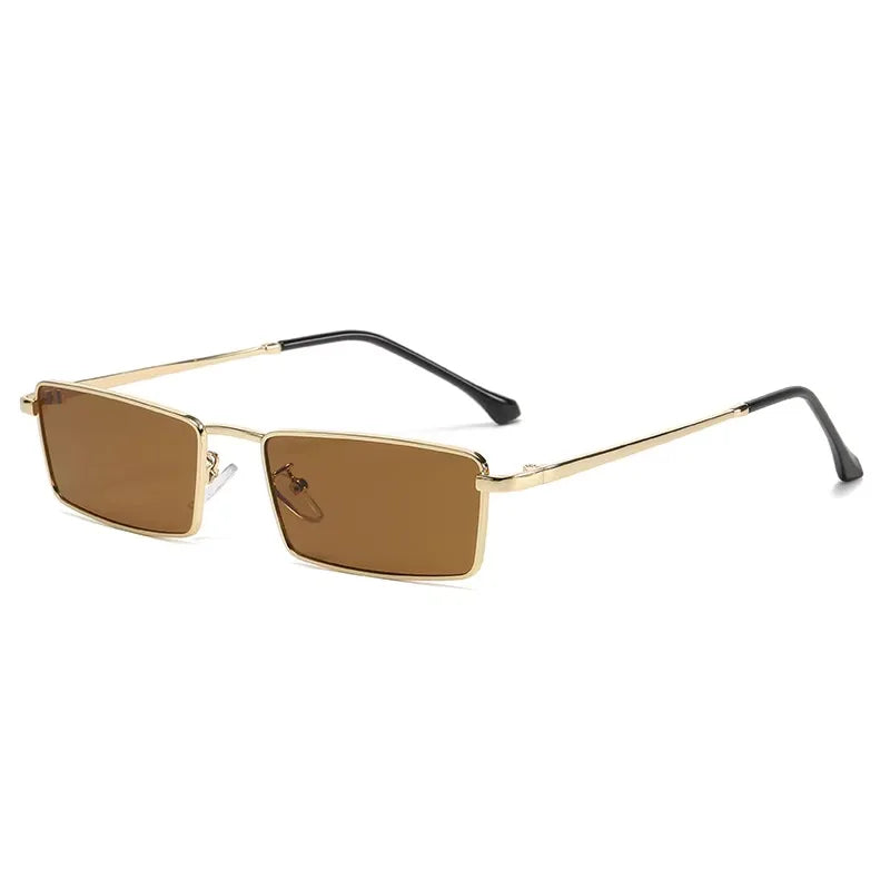 Fashionable Metal Square Small Frame Sunglasses High-End Street Style Sun Shading Retro Eyewear for Trendy Look Hiking Glasses