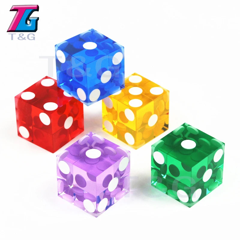 Precision Dice 19MM High-grade Acrylic TransparentSix Sided D6 Casino Sharp Straight Corners 5pcs