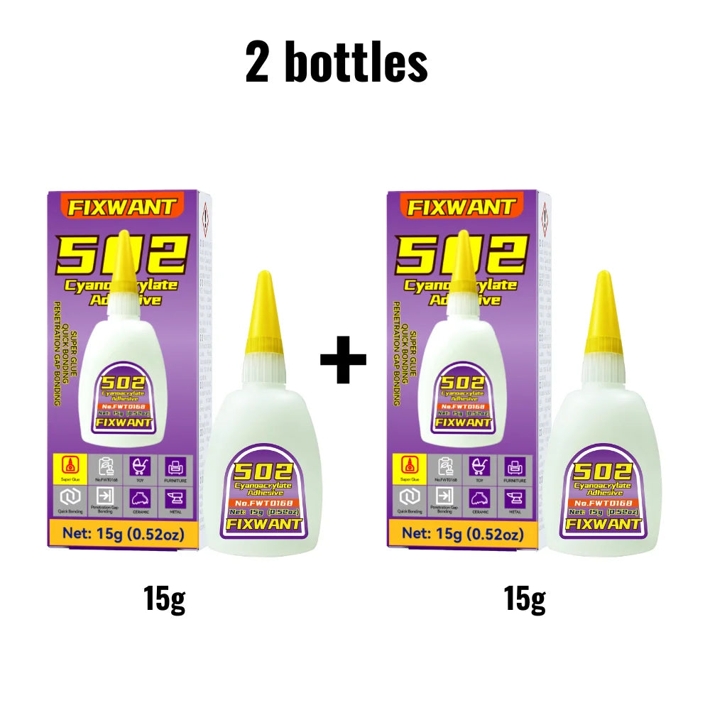 1-3pcs Instant Quick-drying FIXWANT 502 Super Glue Cyanoacrylate Adhesive Leather Rubber Wood Metal Strong Bond Liquid Glue Tool