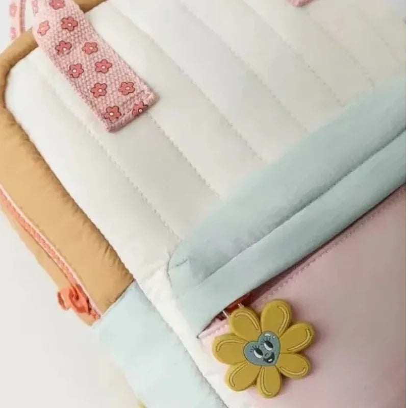 Lightweight Children's Backpack with Cute Sunflower Pendant Colorful Design School Bag for Girls Boys Portable Kids Shopping Bag
