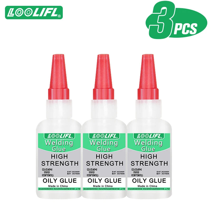 LOOLIFL50g High Strength Welding Oily Super Glue Universal Clear Non-Marking Repair Adhesive Instant Glue Strong Fast Super Glue