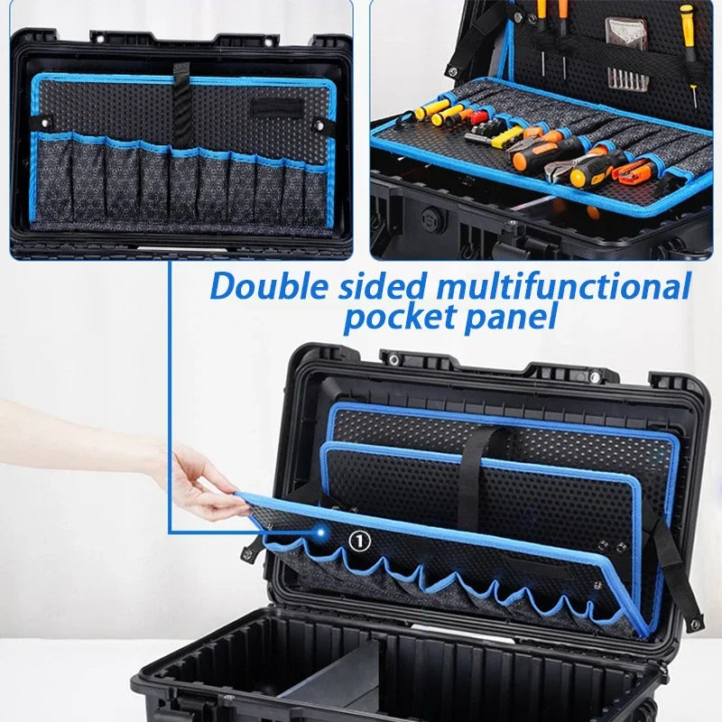 Waterproof Hard Case Large Tool Case Organizer Multi Layer Storage Hardware Toolbox on Wheels Electrician Tools Suitcase Box