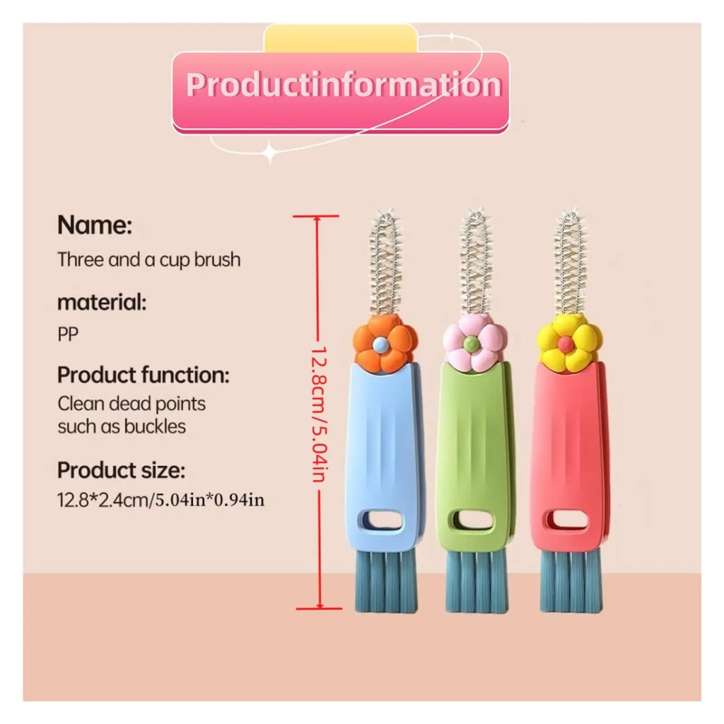 3 in 1 Cup Lid Gap Cleaning Brush, 3 Pcs Multifunctional Insulation Bottle Cleaning Tools for Bottle Gap Tight Spaces Cup