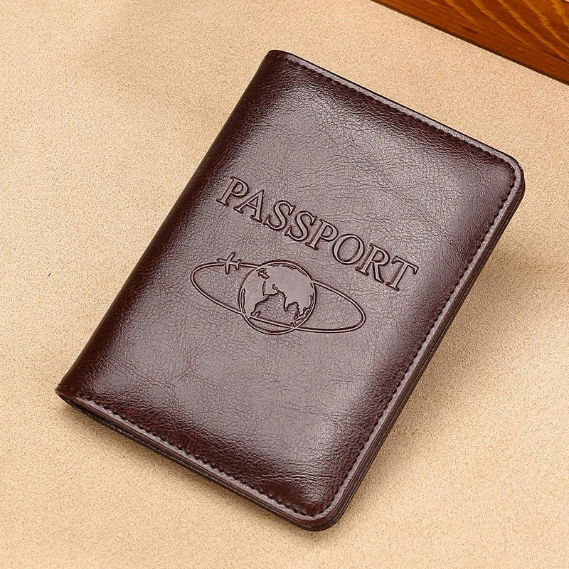 Genuine Leather Passport Holder - RFID Blocking Travel Wallet for Passport & Tickets, Multifunctional Document Case