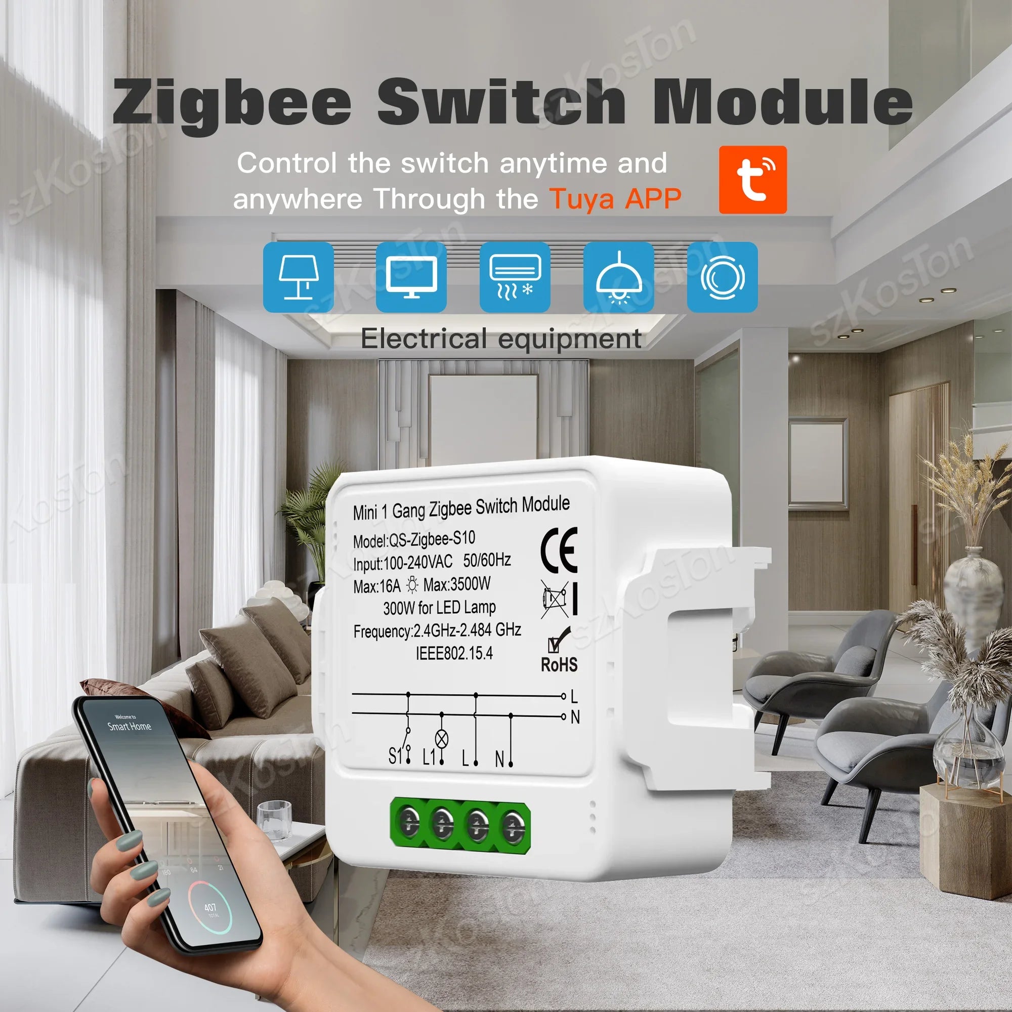 Tuya Smart Zigbee Mini Light DIY Switch Module 2 Way Control Smart Home Relay Breaker Works With Alexa Google Home 1/2/3 Gang