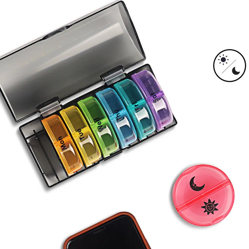 Portable Vitamin Pill Box Case Tablet for 7 Days 2 Times 14 Grids Travel Container Pill Case Tablet Portable Dispenser Organizer