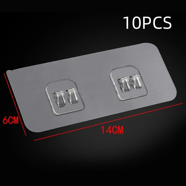 10PCS Transparent Hanging Shelf Hooks Wall Storage Rack Fixing Patch Strong Self-Adhesive Snap For Kitchen Bathroom Gadgets