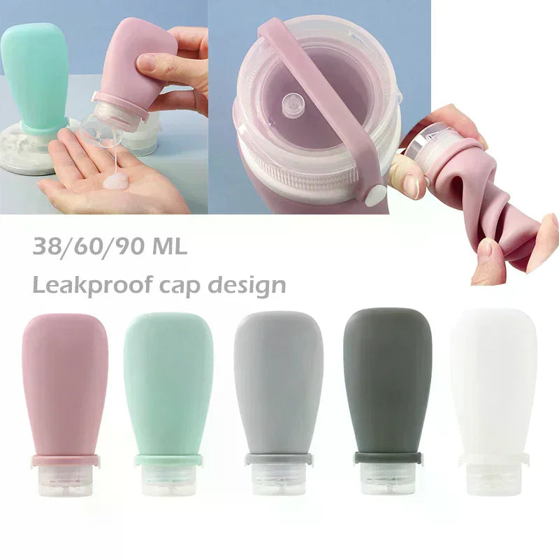 Silicone Travel Bottles Leak Proof Squeezable Refillable Containers Cosmetic Tube for Lotion Soap Liquids Bottling 30/60/90ml