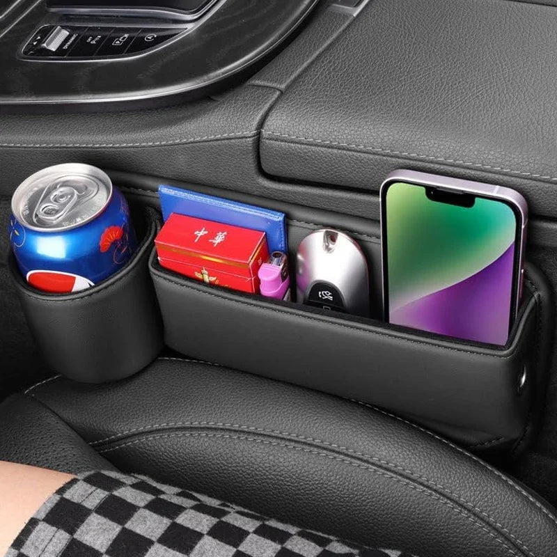 Car Seat Gap Filler Water Cup Holder Gap Side Storage Box Car Leather Universal Front Seat Gap Filler Storage Box Inside The Car