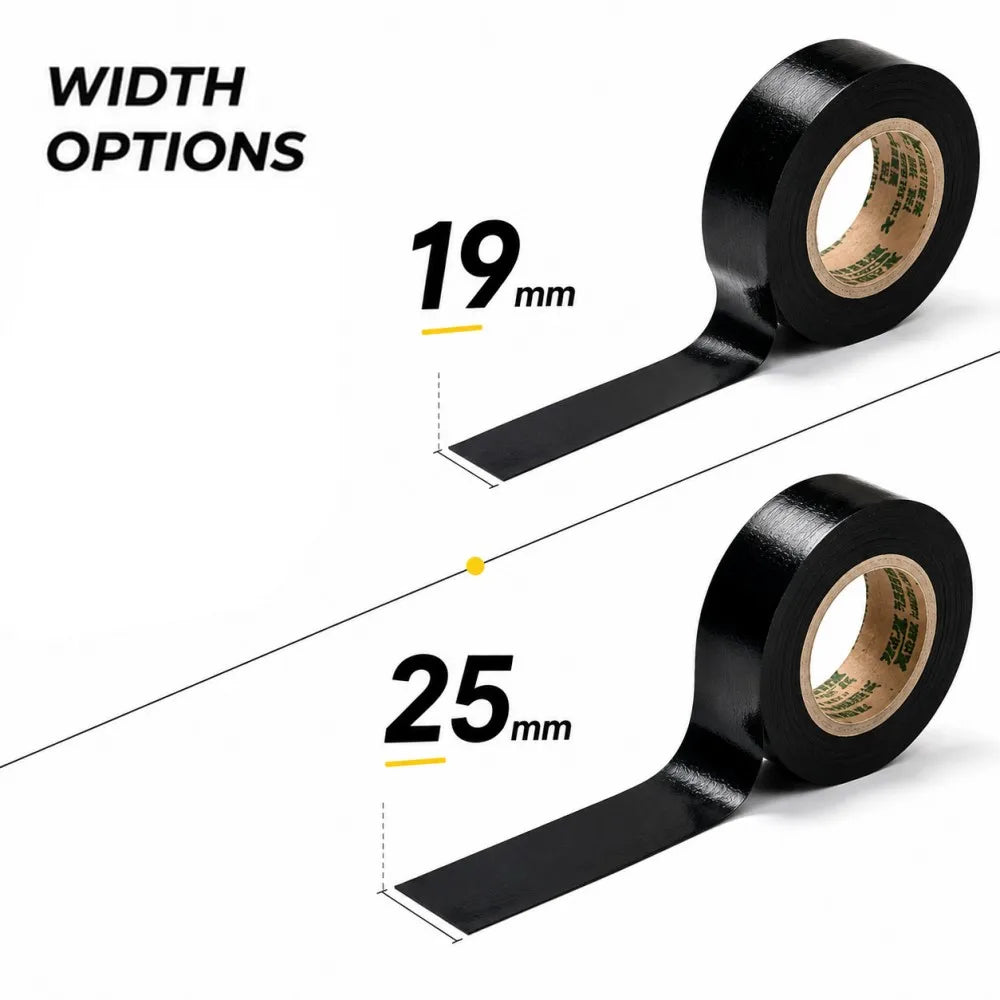 Flame Retardant High Temperature Insulation Tape Width19/25MMx25M Black Electrical Adhesive Tape for Industrial Household Use