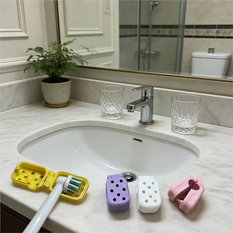 3pcs Electric Toothbrush Head Travel Case – Ventilated Protective Cover, Clean & Lightweight for Storage