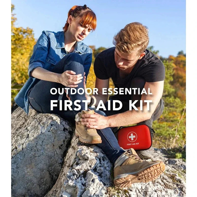 Portable First Aid Kit in Hard Shell Case with Carabiner Clip & Compact Emergency Medical Bag for Home, Outdoor, Travel, Cam;'&*