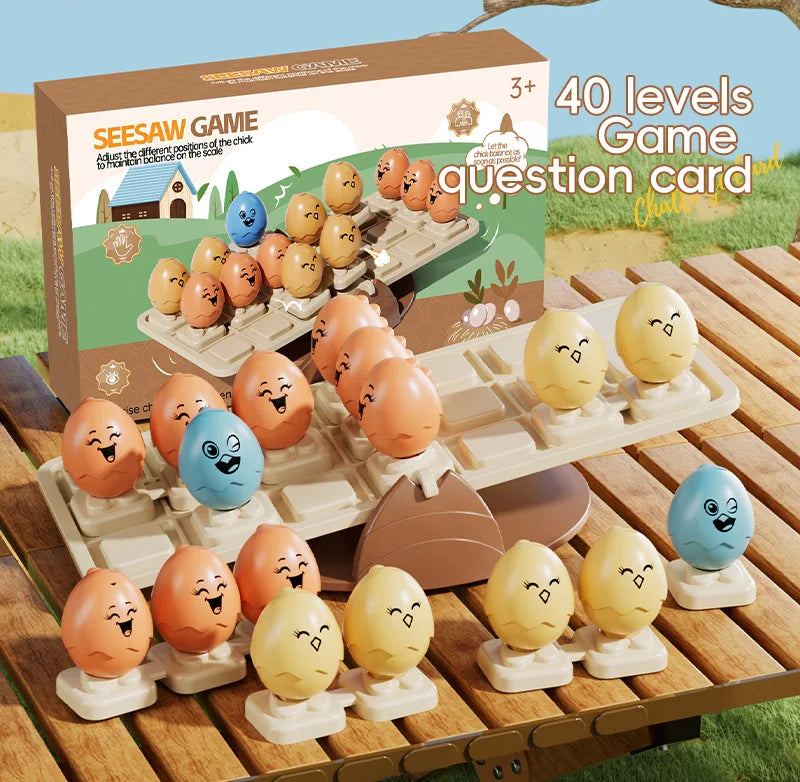 Parent-Child Interactive Board Game, 3D Four-In-A-Row Black and White Desktop Game, Five-In-A-Row, Parent-Child Game, Black and White Chess, Cute Chicken Balance Seesaw, Focus and Balance Training, Parent-Child Interactive Ch
