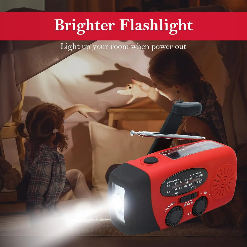 Multifunctional Hand Cranked Generator Power Bank Solar Weather Radio Outdoor Emergency Portable USB Charging Suitable Outdoor