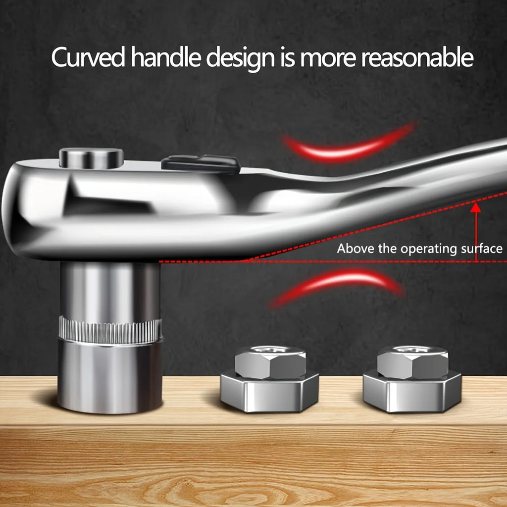 72-Tooth  Ratchet Set 1/4", 3/8" & 1/2" Drive - Premium Chrome Vanadium Steel Construction & Chrome Plated Finish