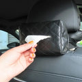Solid Color Checkered Leather Wear-Resistant Tissue Box Car Seat Back Sunshade Hanging Tissue-Bag Buckle Strap Easy Installation
