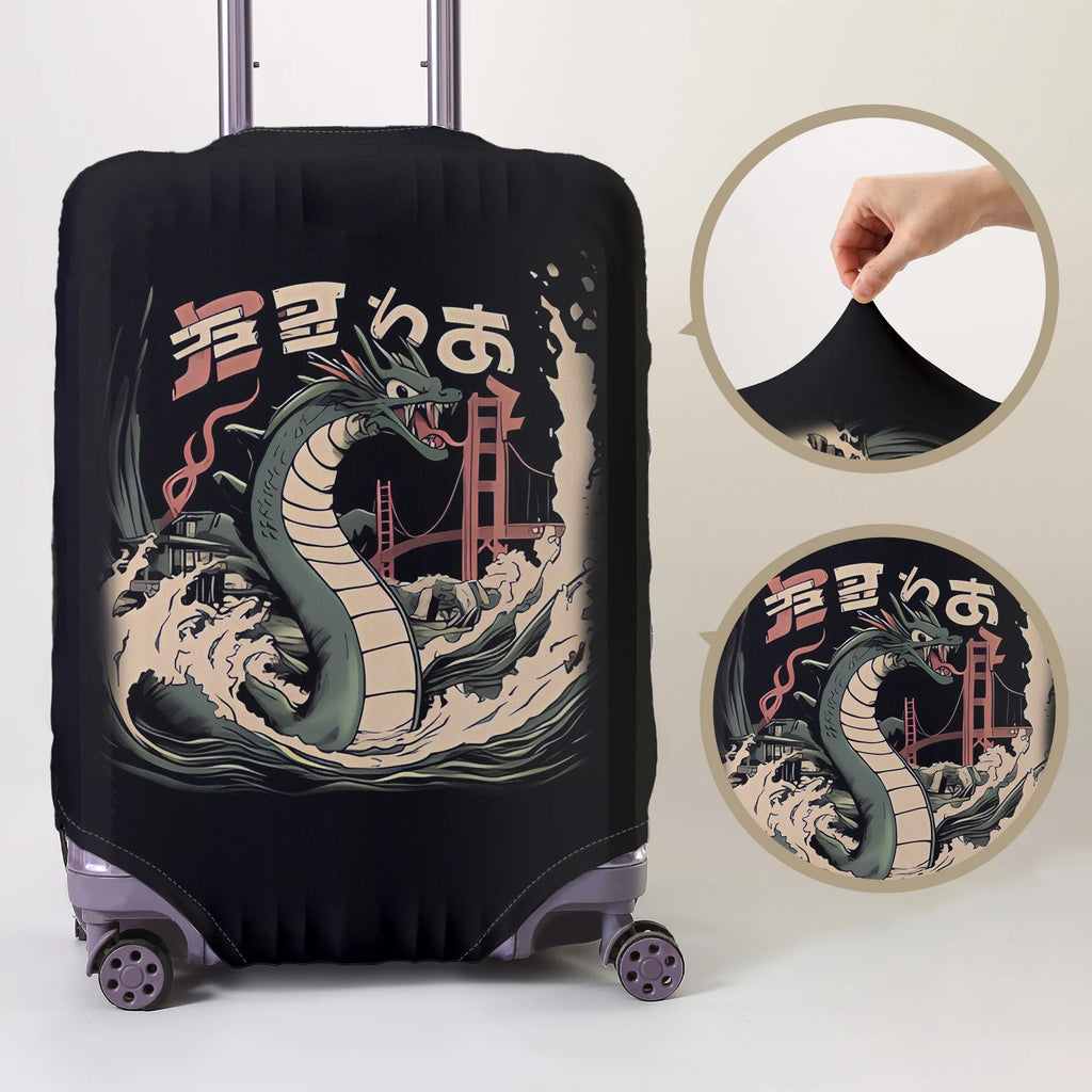 Eastern Dragon Pattern Luggage Protective Cover, suitable for 18-32 inch luggage covers, luggage handle gloves, travel accessori