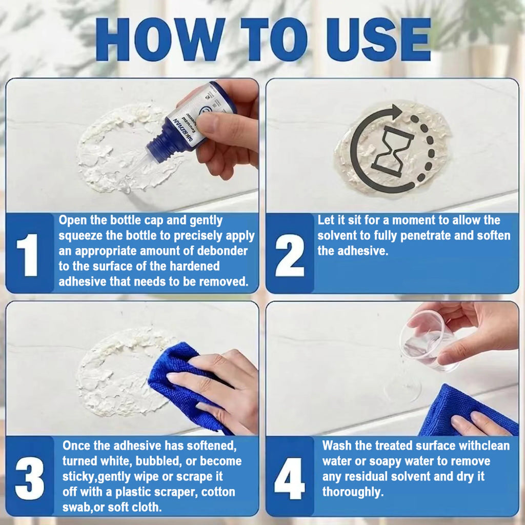 Super Glue Remover Debonder Fast Acting Multi Surface Safe Adhesive Cleaner Liquid for Plastic Glass Home Car Tape Residue 20ml