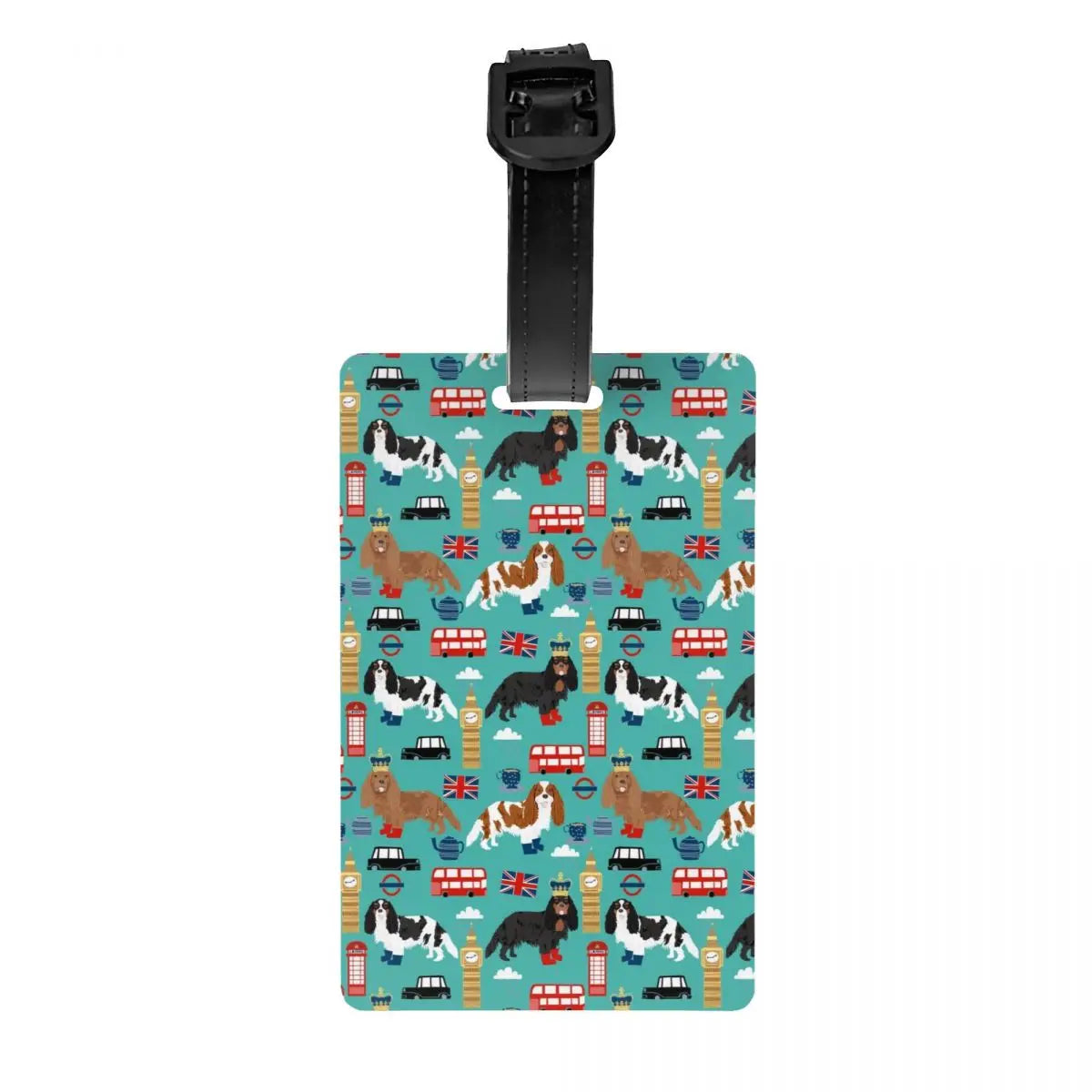 Custom Cavalier King Charles Spaniel Pet Portraits Art Luggage Tag Dog Suitcase Baggage Privacy Cover ID Label
