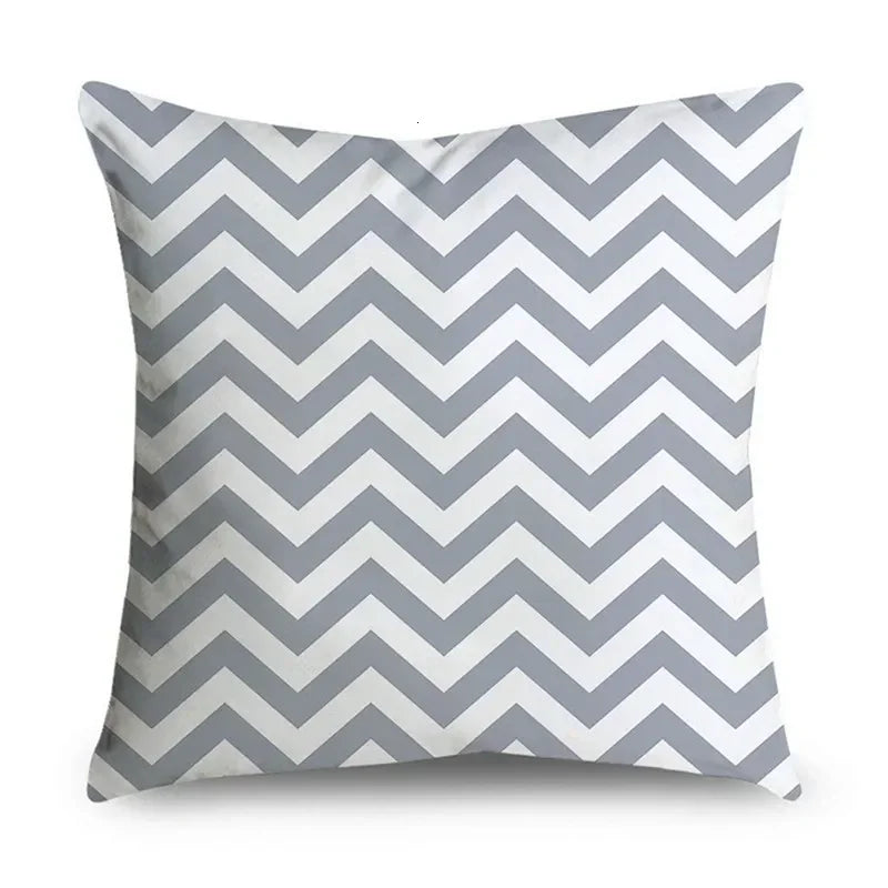 Gray Striped Geometric Double-sided Printed pillow cover Short plush Suitable living rooms bedrooms sofas throw cushion cover