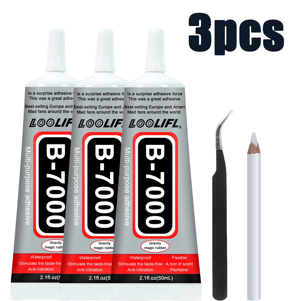 B-7000 Glue, 3/6 Pack, 15ml, Transparent Type, B7000 High Viscosity Glue, Can Be Used for Clothing/Shoes/Fabric/Screen Phones/Repair/Water Crafts/Jewelry Bonding Chronic Soft Gel