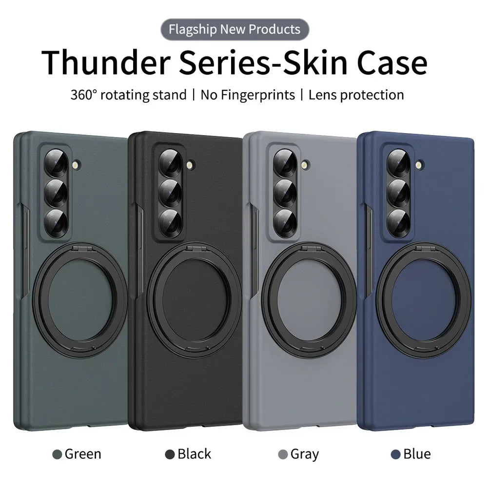 Luxury Rotatable Magnetic Ring Protective Case for Samsung Z Fold 8 Ultra Fold 7 6 5 Cover Built-in Glass Screen Protector Funda