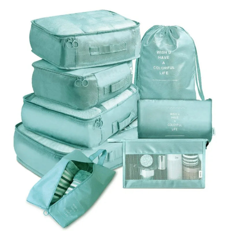 8Pcs Travel Organizer Storage Bags Wardrobe Cube Suitcase Packing Cubes Set Storages Luggage Clothes Shoe Pouch Folding