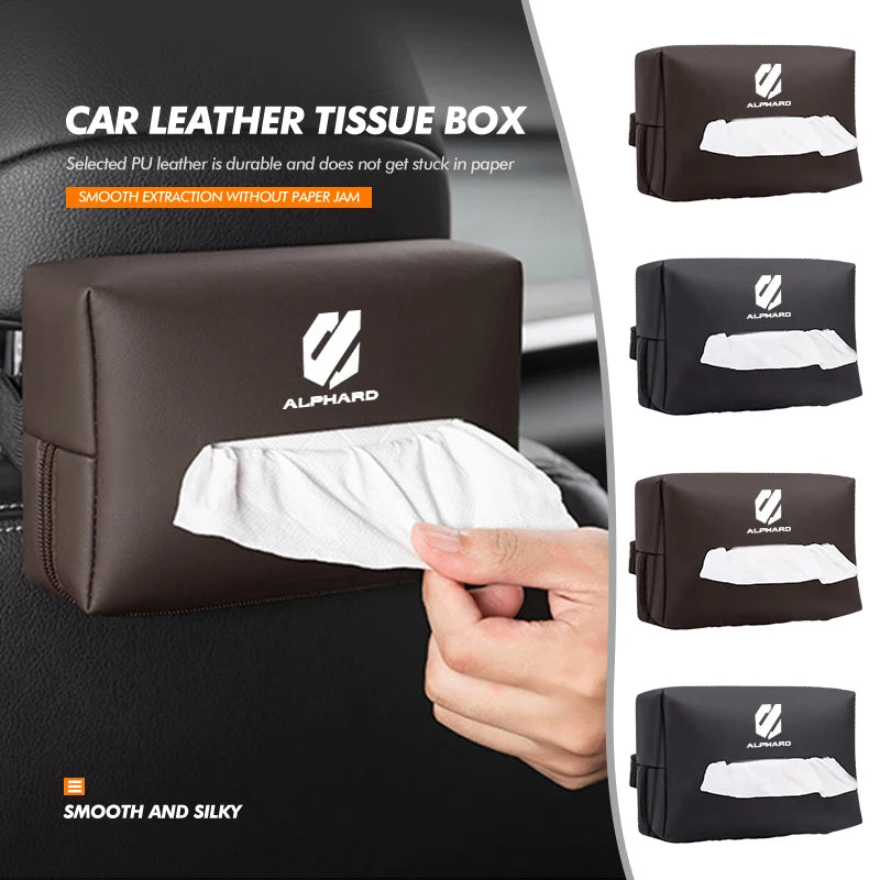 Car Tissue Box Cover Seat Back Hanging Type Tissue Storage Case For Toyota Alphard Vellfire 2003-2011 2012 2013 2014 10 20