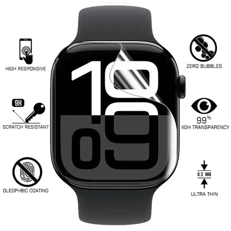 Glass Screen Protector Film For Apple Watch 11 10 46/42mm Ultra 3/2 49mm Soft Hydrogel Film iWatch 9 8 7 6 5 SE 45/41mm 44/40mm