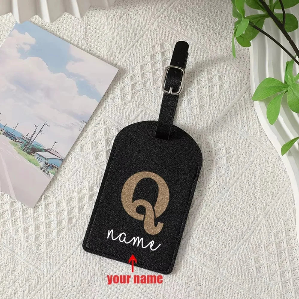 Personalized Simple A-Z Initial Custom Name Luggage Tag, Durable Creative Travel ID Card Holder, Ideal Travel Gift