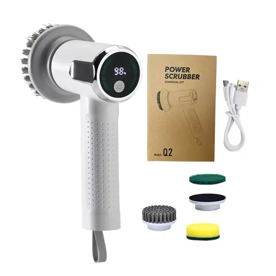 4-in-1 Electric Cleaning Brush IPX7 Waterproof Multi-Functional Wireless Handle Rechargeable Portable Brush For Bathroom Kitchen