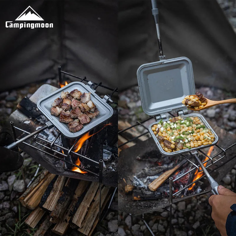 CAMPINGMOON TT-1315 Double-Sided Non-Stick Bread Sandwich Toast Clamp Multi-Purpose Camping Breakfast Clip Pan Baking Tray