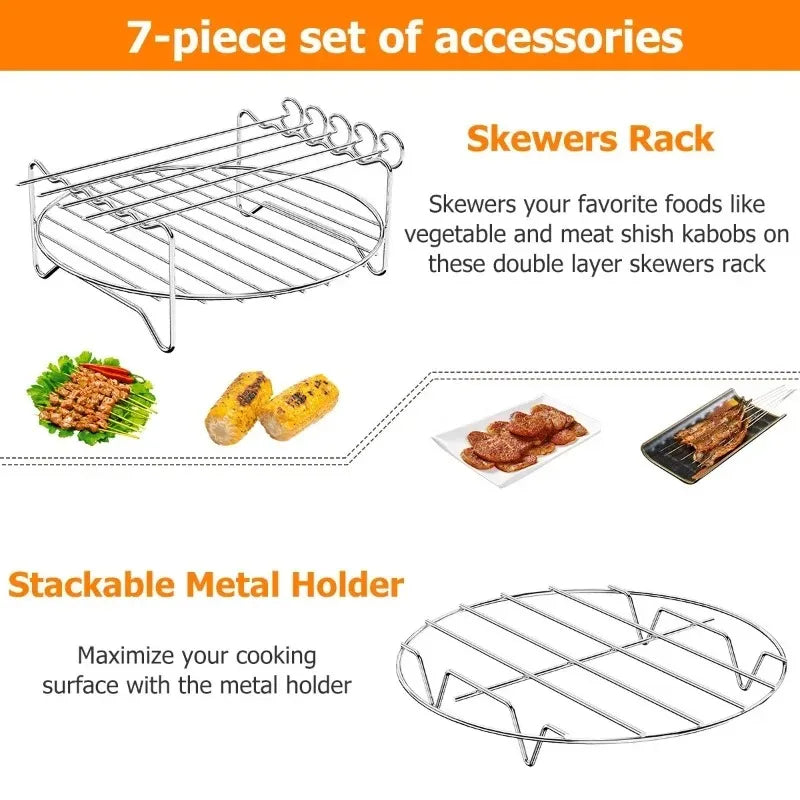 Stainless Steel Double Layer Rack for Air Fryer Rectangular Grill Rack Fish Baking Cake Rack Air Fryer Accessories