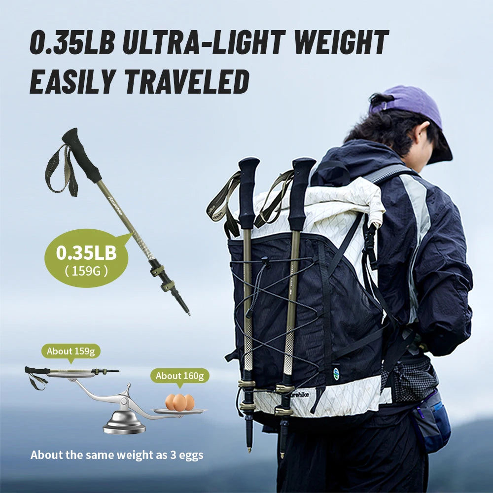 Naturehike 3-section Carbon Fiber Hiking Poles Ultralight Telescopic Trekking Poles Outdoor Hiking Camping Walking Stick