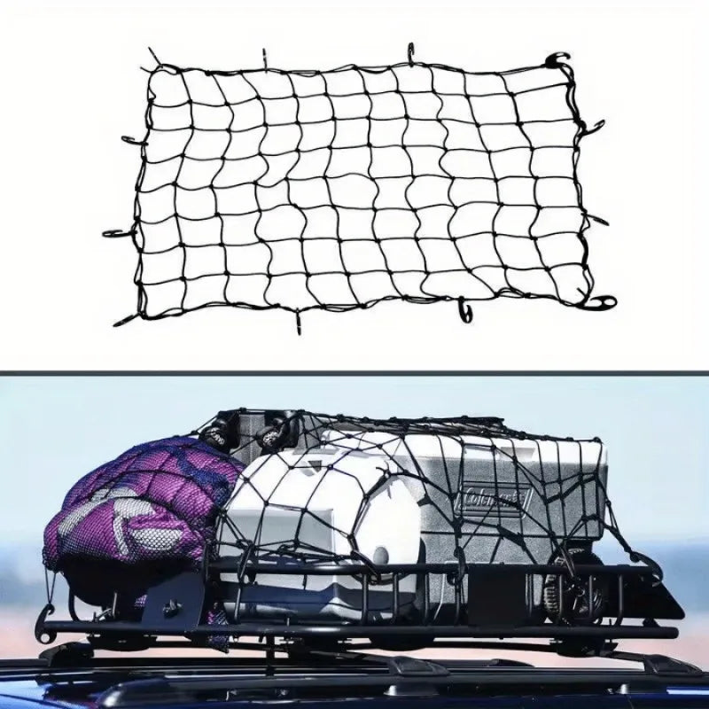 New Model Car Roof Luggage Net - 120*80cm Rope Net for SUV Roof Rack, Luggage Fixing Net Cover with Straps