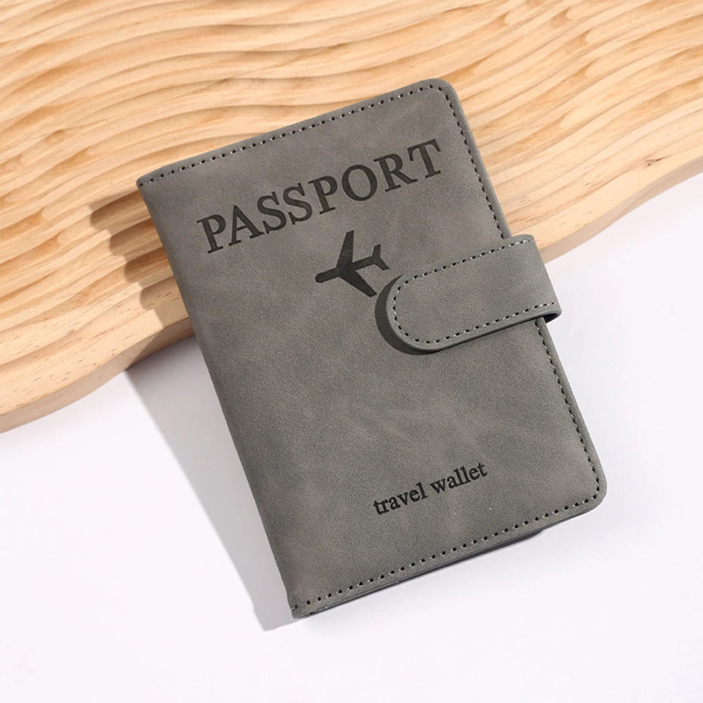 Customized Name PU Men's RFID Passport Holder 2-Style Envelope, Airplane Pattern Printed Anti-Theft Passport Wallet, Minimalist