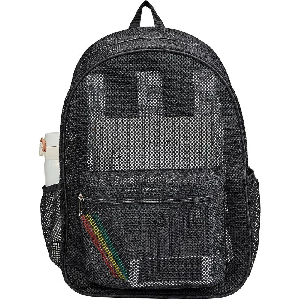 Heavy Duty Mesh Backpack Large See Through Breathable Tear Resistant School Approved Security Bookbag For High School Teens Gym