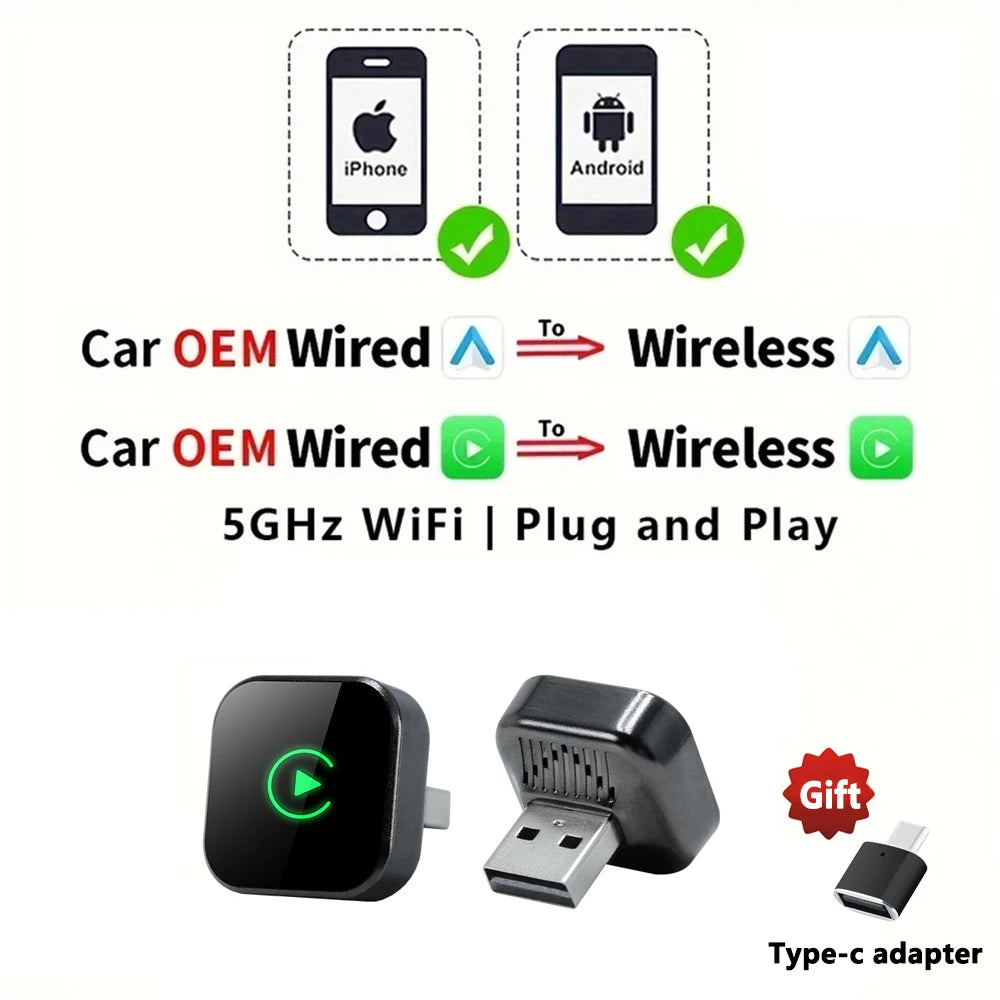 Wireless CarPlay Dongle Wireless Android Auto Adapter 2in1 Car Intelligent System AI Smart Box For Car With Wired CarPlay