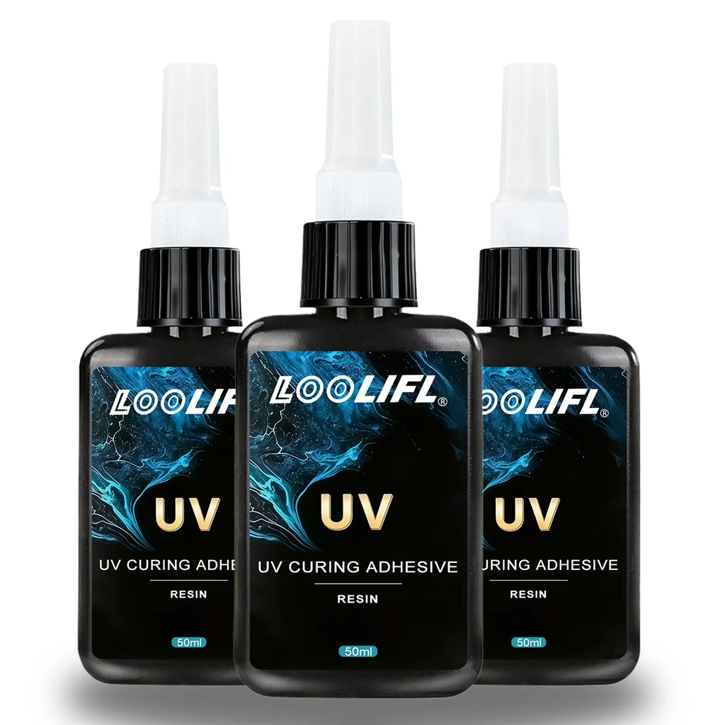 LOOLIFL50ml UV Curing Glue Transparent Resin Strong Adhesive Fast Cure Traceless Glue For Glass Metal Plastic Jewelry DIY Crafts
