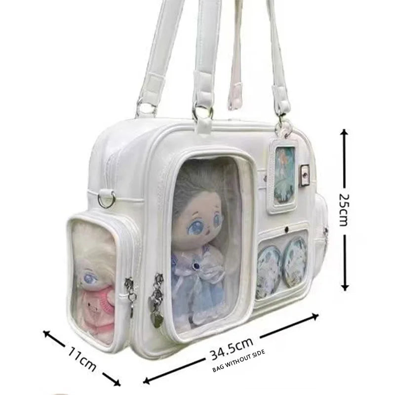 Japanese Tote Bag Fashion Concert Shoulder Bag Student Backpack Transparent Multi-pocket Messenger Bag Zipper Storage Pain Bag