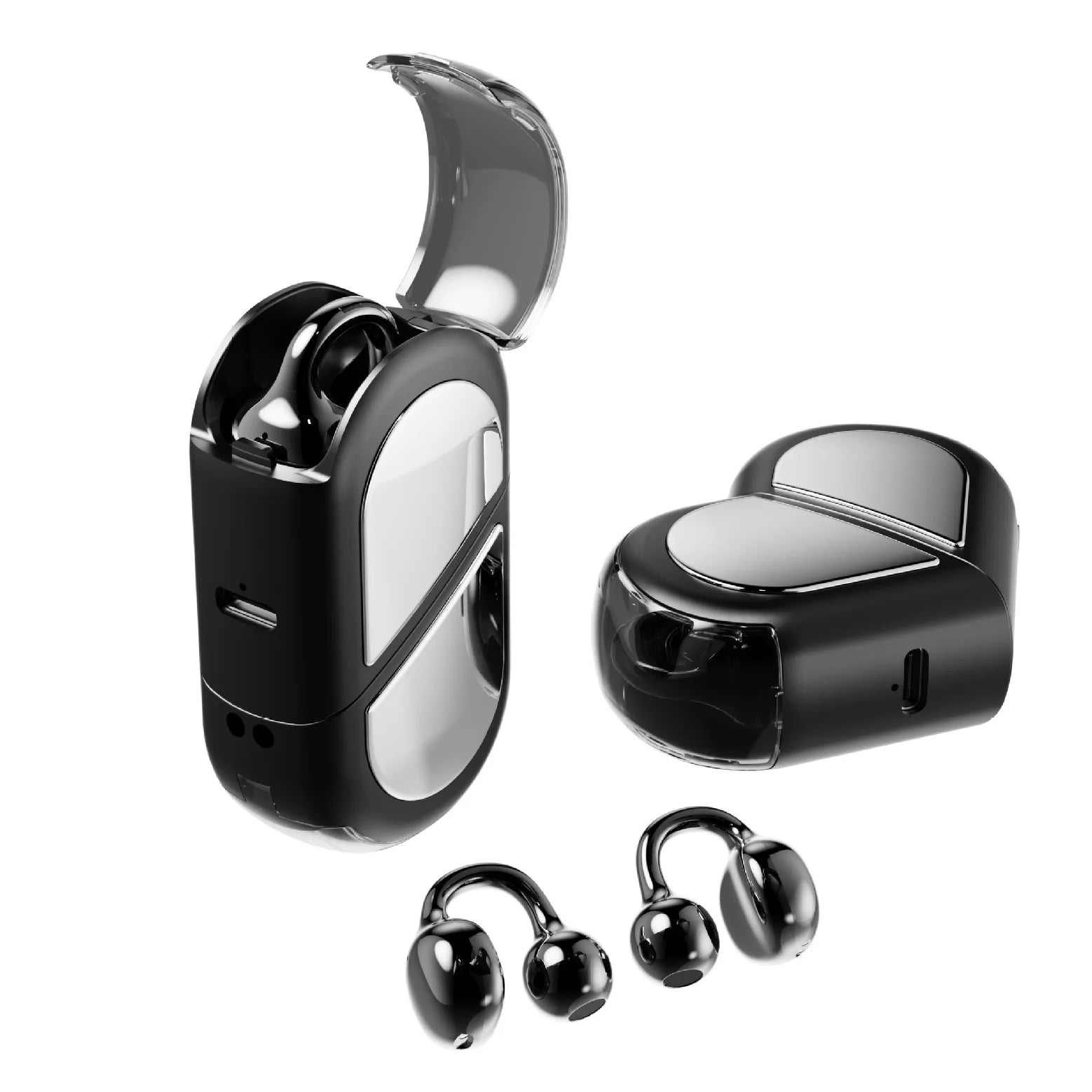 Rotating Heart Bluetooth Earphone Ear Clip Open Style Light Weight Comfortable Wear Headphone Listen Music Phone Call Cute