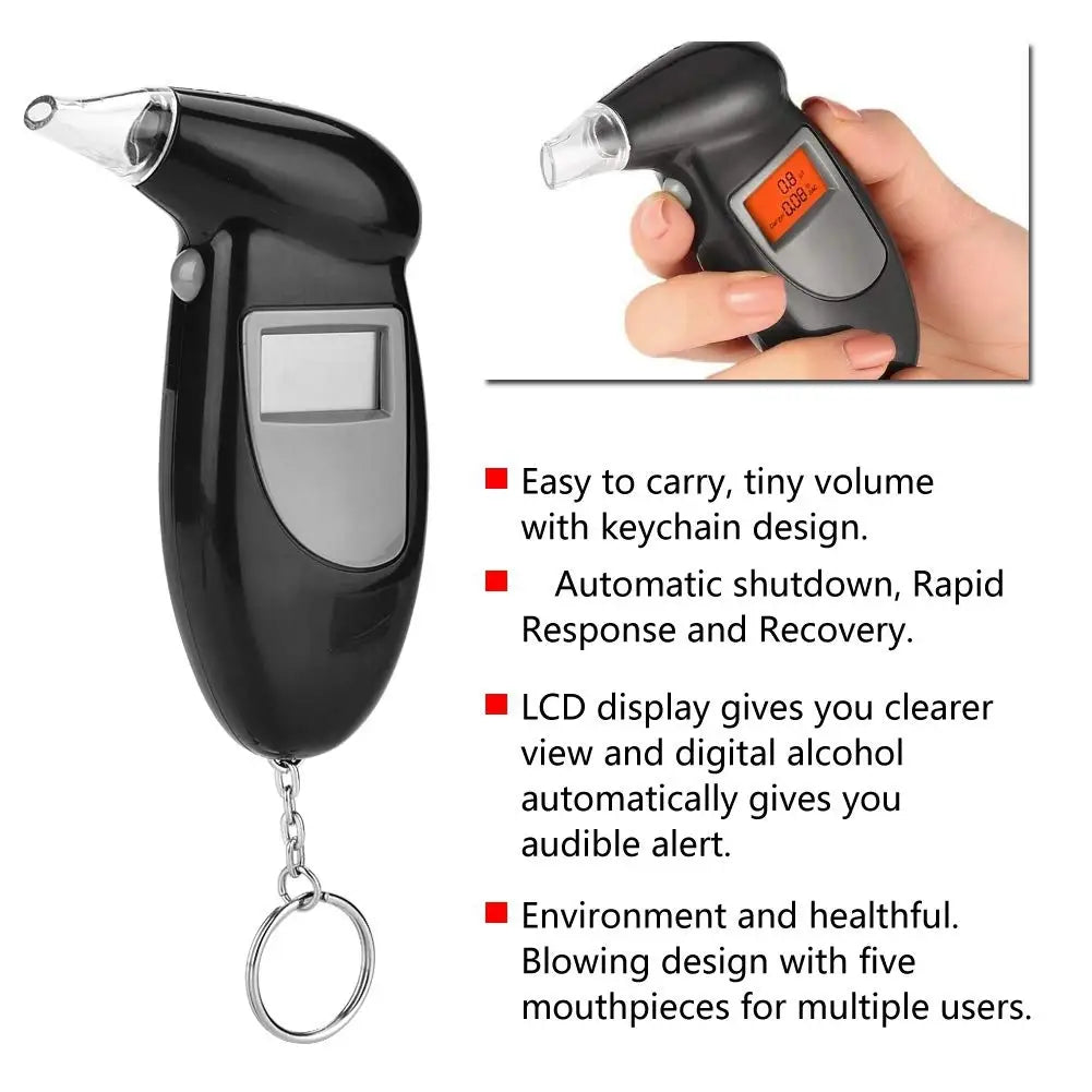 Portable Breath Alcohol Tester Handheld Breathalyzer Alcotest Alcohol Test Tools Backlight Digital Set Car Accessories Universal