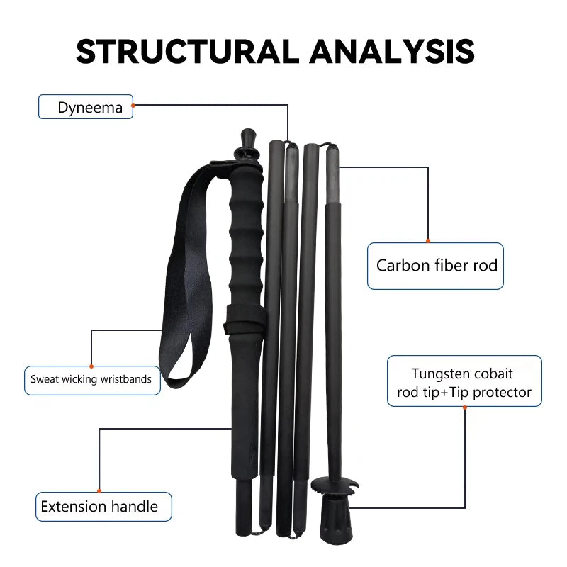 115g Ultra-Lightweight Trekking Poles Foldable 5-Sections Carbon Fiber Hiking Poles Sticks Walking Cane Outdoor Gear Equipment