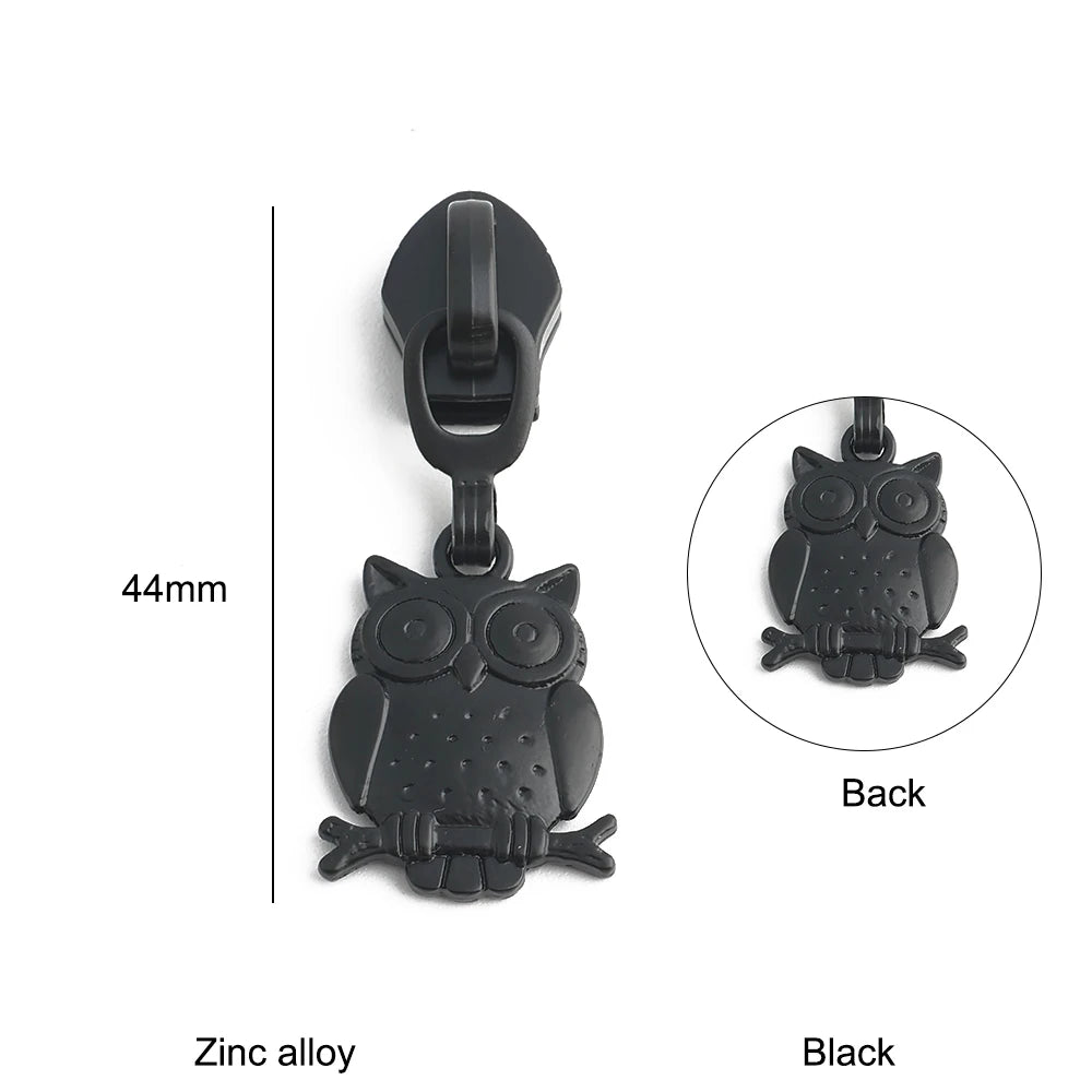 10/40/100PCS Owl/Dragonfly/Bee/Butterfly Shape 5# Nylon Zipper Sliders For Decorative Zipper Tab Bags Pocket Sewing Accessories