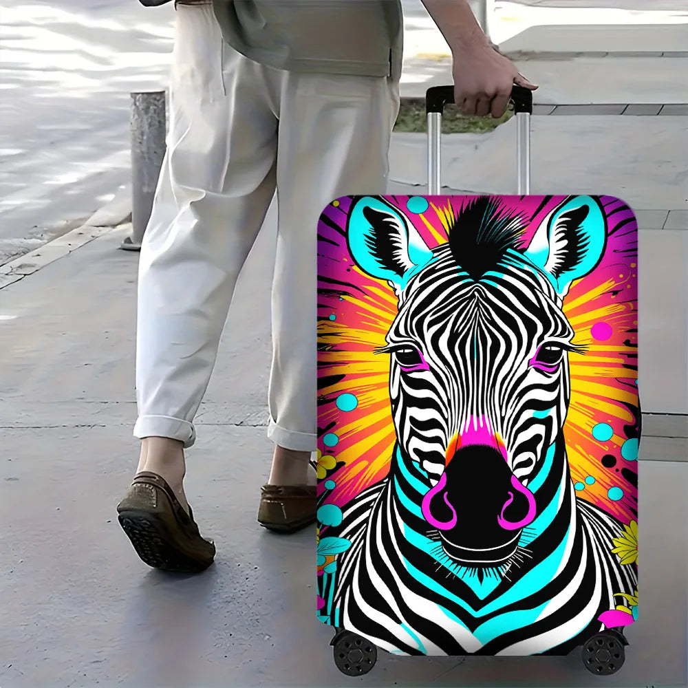 1PC Zebra Pop Art Luggage Cover for luggage sizes 18 – 32 inches; dust and elastic travel accessories to protect your luggage