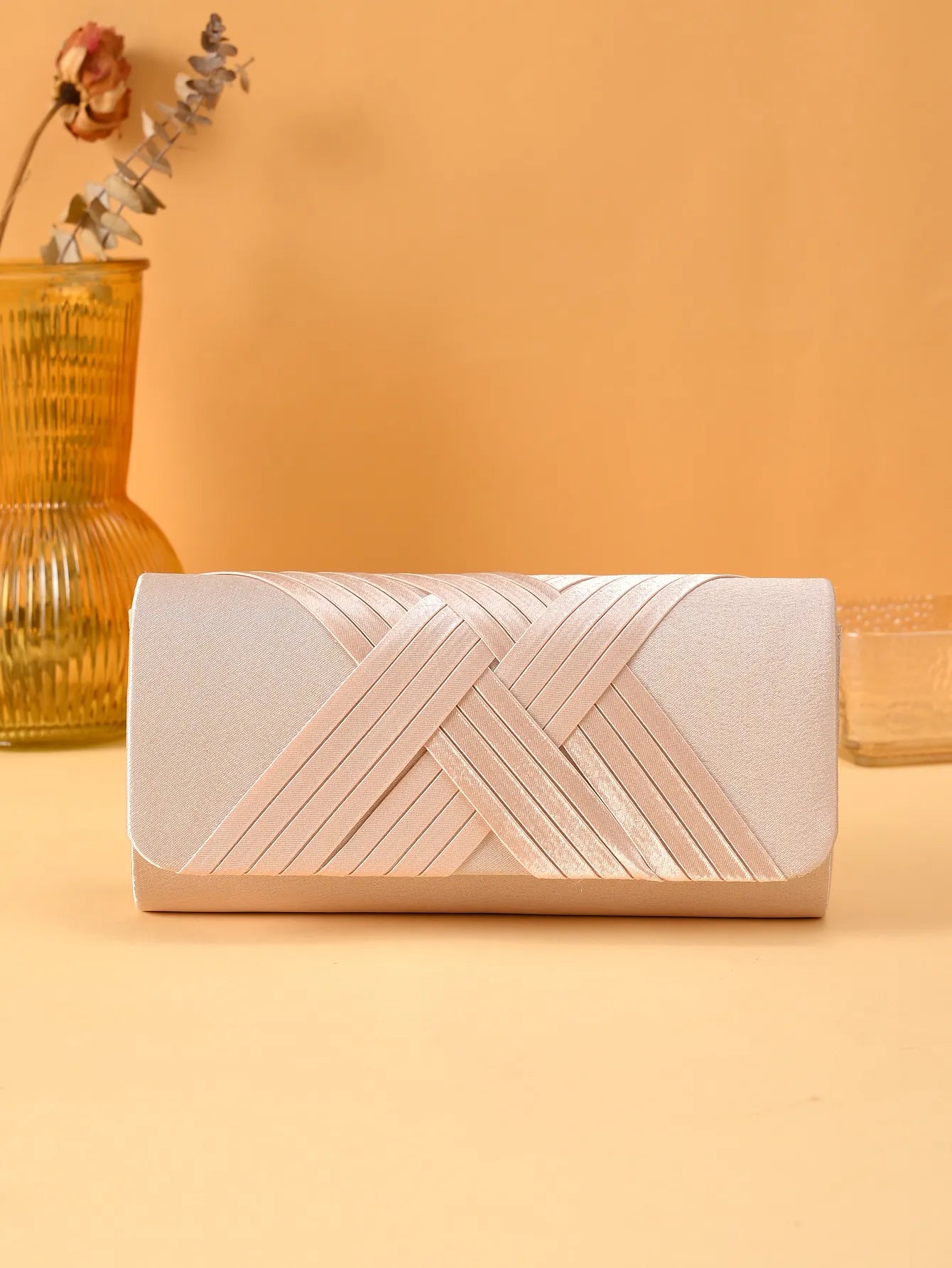 European and American ladies' elegant striped evening bag luxurious socialite gathering hand clutch fashionable single-shoulde