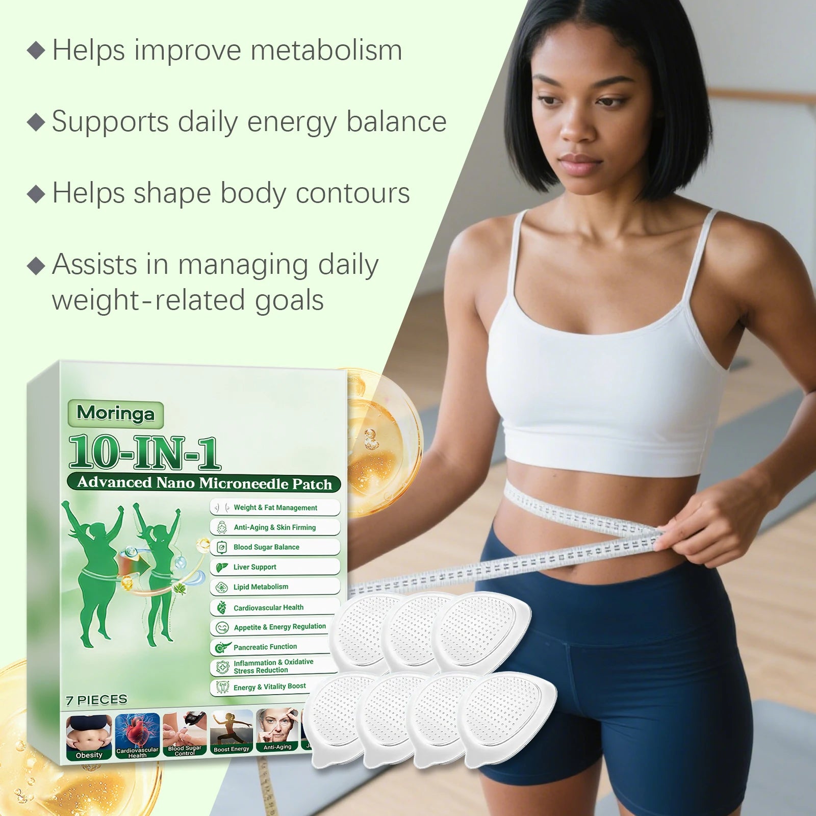Nano-Microneedle Technology Body Contouring Patch Moringa Oleifera Extract Targeted Body Sculpting Skin Vitality MetabolismBoost