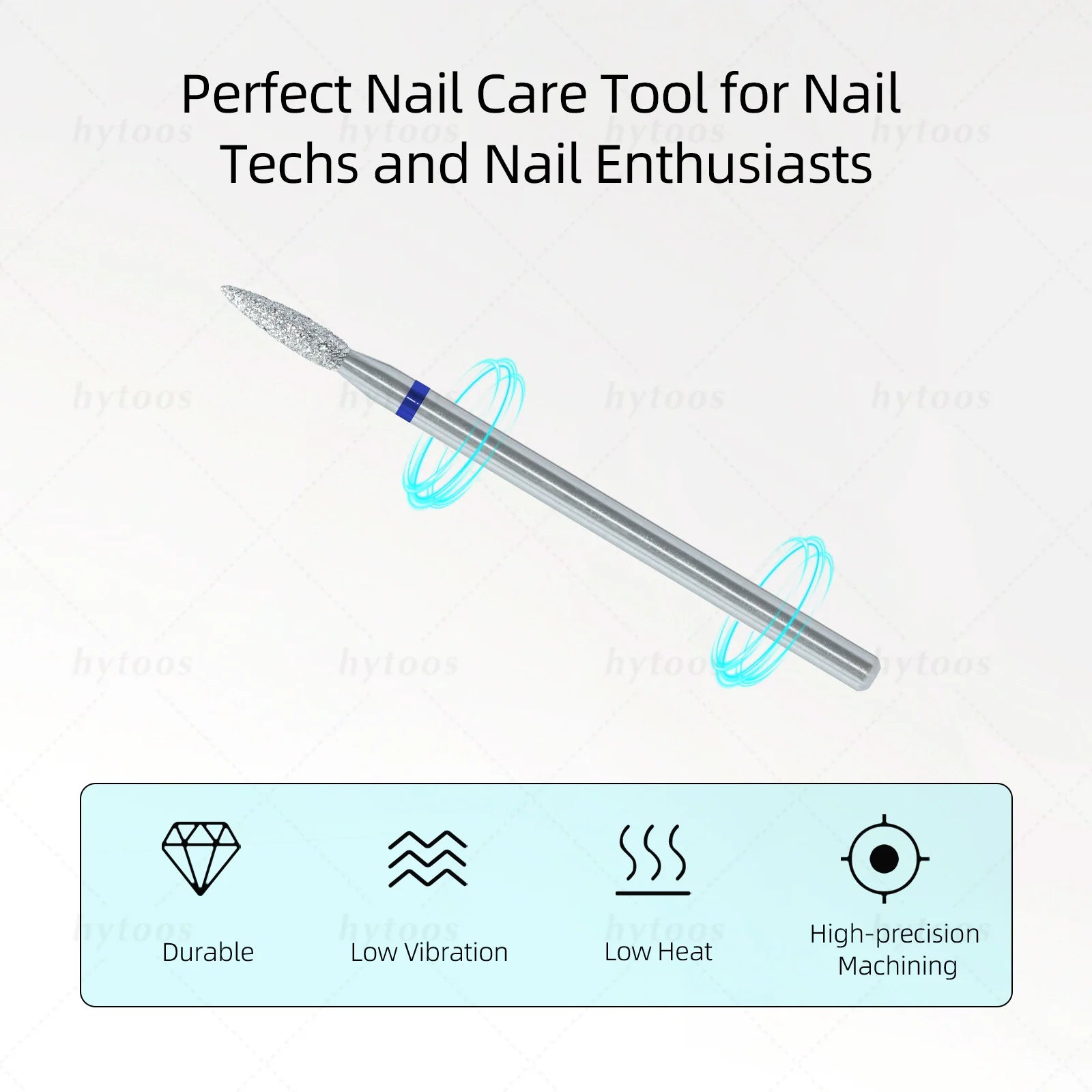 HYTOOS 2mm Flame Chrome Diamond Nail Drill Bits Pro Russian Cuticle Bit for Nail Drill Dead Skin Cuticle Cleaner Nails PrepTools