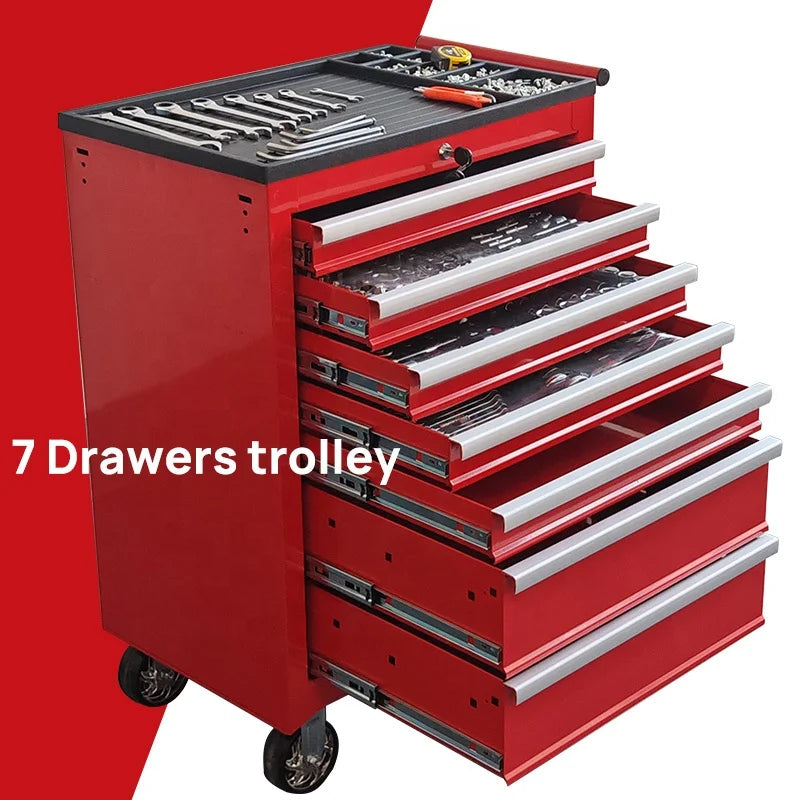 OEM Wholesale Workshop Tool Cart 7 Drawer Tool Trolley Cabinet With Casters For Garage Warehouse Workshop